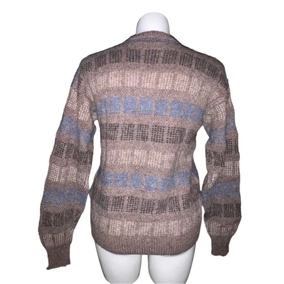 Vintage Michael Jordan Men’s Wool Sweater L Brown Blue Checked Knit Pullover